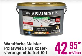 Wandfarbe Meister Polarweiß Plus konservierungsmittelfrei 10 l