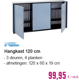 KÜPPER Hangkast 120 cm zilver-zwart (3 deuren, 4 planken)