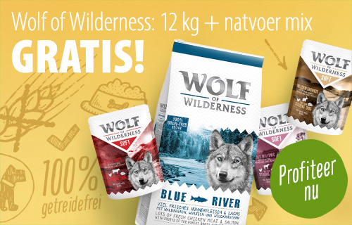 12 kg Wolf of Wilderness droogvoer + natvoer mix gratis!