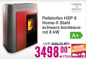 Pelletofen Haas & Sohn HSP 8 Home-II Stahl schwarz-bordeauxrot 8 kW