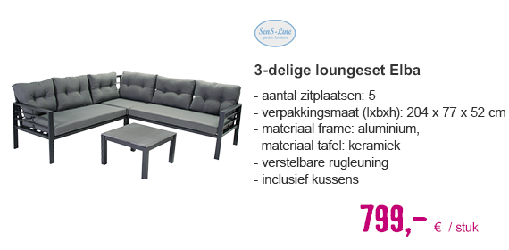 SENS-LINE Loungeset Elba aluminium 3-delig antraciet | HORNBACH