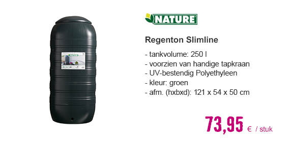 NATURE Regenton Slimline 250 l groen 54x50x121 cm | HORNBACH