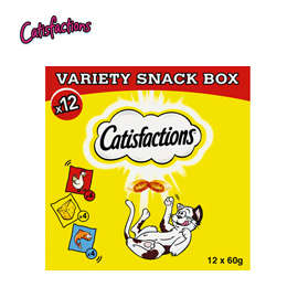 CATISFACTIONS Kattensnack multipack kip, kaas en vis 12 x 60 gr