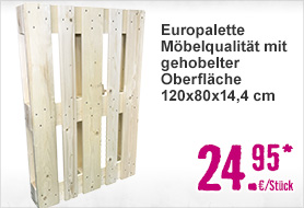 Europalette Möbelqualität mit gehobelter Oberfläche 120x80x14,4 cm
