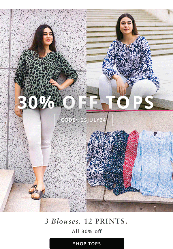 3 Blouses. 12 prints. All 30% off.