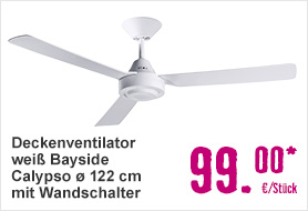 Deckenventilator weiß Bayside Calypso ø 122 cm mit Wandschalter