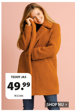 Heerlijke warme teddy jas voor dames. Deze jas heeft een mooie roestbruine kleur en is perfect voor het najaar.