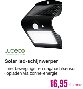 LUCECO LED solar schijnwerper met bewegings- en dag/nachtsensor 1,5W zwart