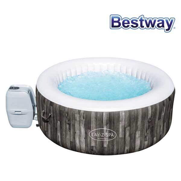 Aufblasbarer Whirlpool Bestway® LAY-Z-SPA® Whirlpool Bahamas AirJet™ mit 120 Luftdüsen, Multifunktionspumpe, integrierte Heizfunktion und abschließbare Thermoabdeckung grau