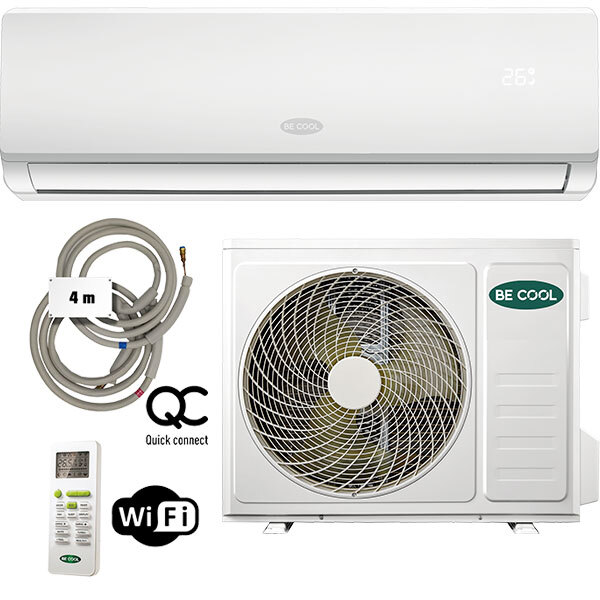 Split Klimagerät Be Cool BCP12SK2101QW 12.000 BTU 1720 W bis 105 m³ Raumgröße mit WIFI und Quick Connect weiß - Beachten Sie: Gesetzeslage zum Einbau für Endverbraucher!