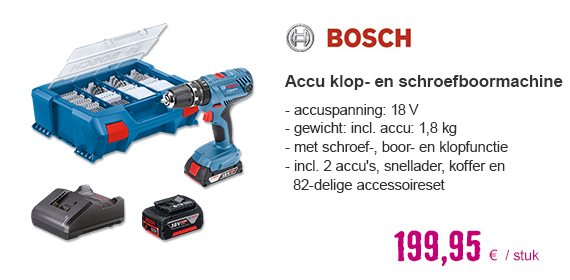 BOSCH Professional Accu klopboor-/schroefmachine GSB 18V-21 (incl. 2 accu's en accessoireset) | HORNBACH