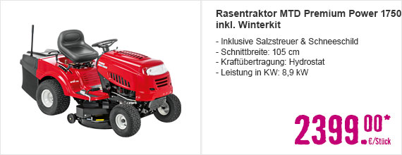 Rasentraktor MTD Premium Power 1750 inkl. Winterkit