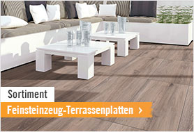 Sortiment Feinsteinzeug-Terrassenplatten