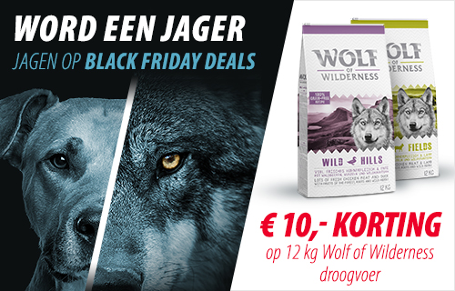 € 10,- korting op 12 kg Wolf of Wilderness droogvoer