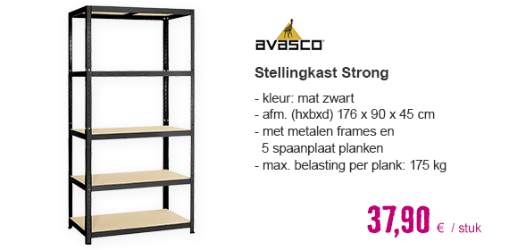 AVASCO Stellingkast Strong 176x90x45 cm mat zwart | HORNBACH