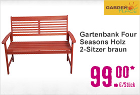 Gartenbank Four Seasons Holz 2-Sitzer braun