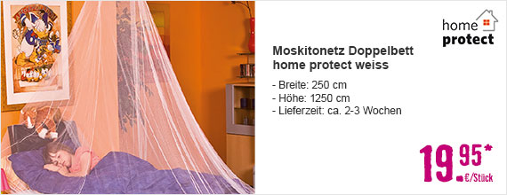 Moskitonetz Doppelbett home protect weiss 1250x250 cm