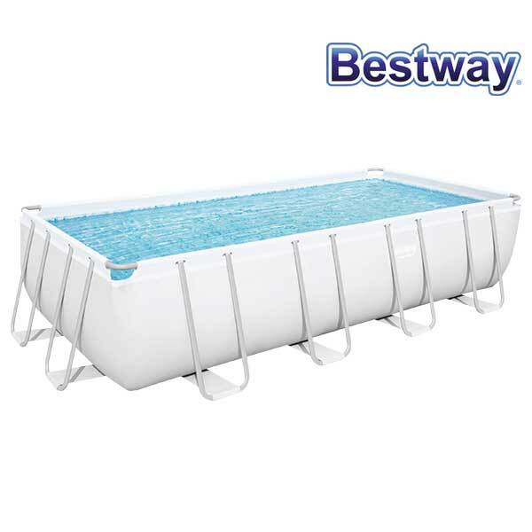 Aufstellpool Framepool Bestway rechteck 549 x 274 x 122 cm 14812 l weiß inkl. Filteranlage Leiter Poolabdeckplane