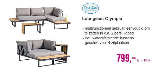 SENS-LINE Loungeset Olympia aluminium/ Acacia multifunctioneel incl. kussens | HORNBACH