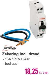 ATTEMA Installatieautomaat 1-polig-B + NUL 16 A incl. draad 16189