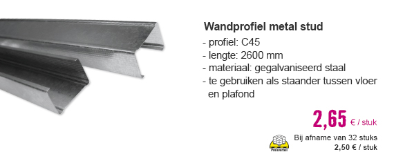 C45 Metalstud wandprofiel 2600 mm