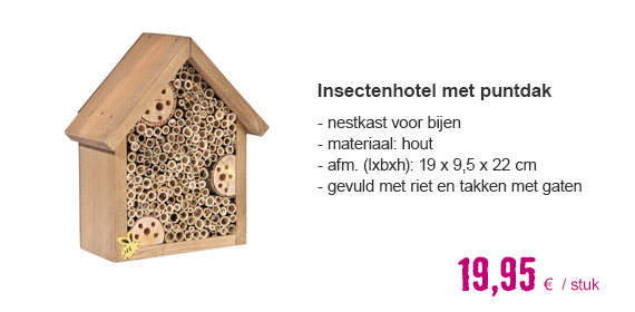 Insectenhotel met puntdak bruin 19x9,5x22 cm