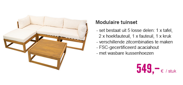 Tuinset 5-delig met modulaire opstelling hout | HORNBACH