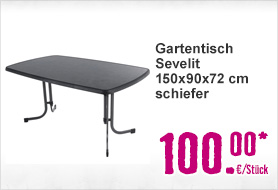 Gartentisch Sevelit 150x90x72 cm schiefer