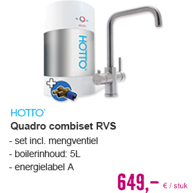 HOTTO Kokendwaterkraan Quadro combiset incl. mengventiel 5 l RVS