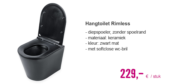 Spoelrandloos toilet Rimless incl. softclose wc-bril met quick-release zwart | HORNBACH