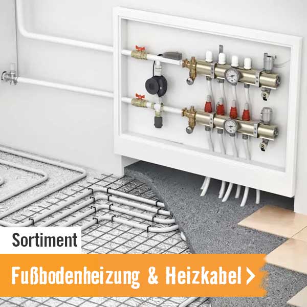 Sortiment Fußbodenheizung und Heizkabel