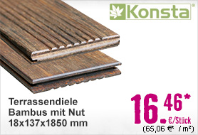 Terrassendiele Bambus mit Nut 18x137x1850 mm