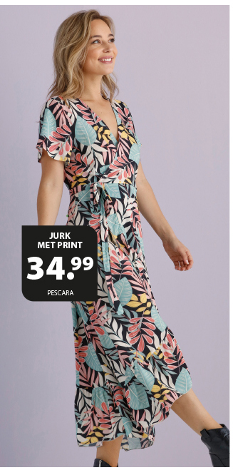 Trendy dames jurk met vrolijke allover print.