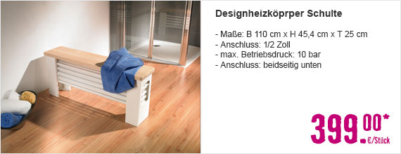 Designheizkörper Schulte Den Haag 454x1100 mm alpinweiß