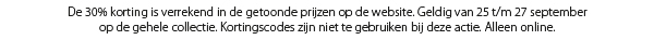 Online shopping weekend is van 25 t/m 27 september en kortingscodes zijn niet te gebruiken bij deze online actie