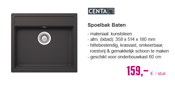 CENTA Spoelbak Baten 60 composiet asfalt 51x57 cm | HORNBACH