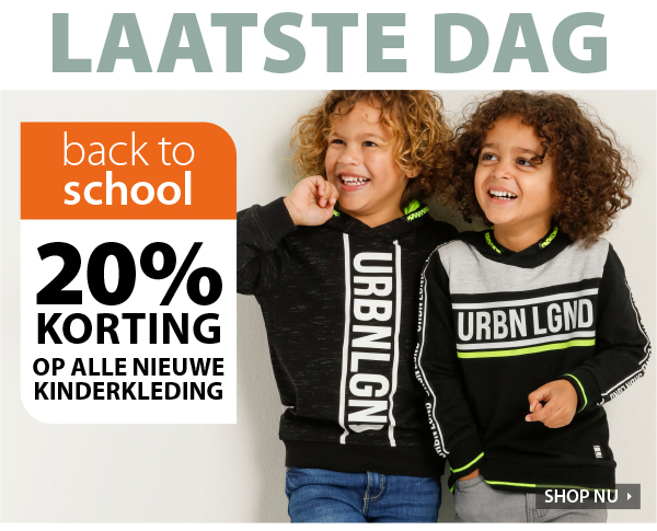 Laatste dag 20% korting op alle NIEUWE kinderkleding 