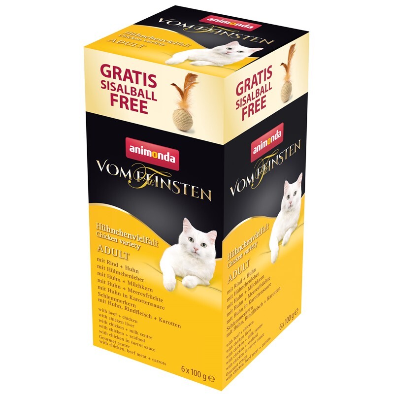 Animonda Vom Feinsten Adult Mixpack Huhn + Gratis Sisalball