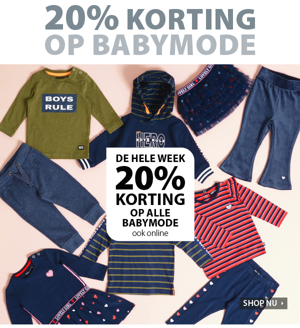 Er is ook 20% korting op alle babymode