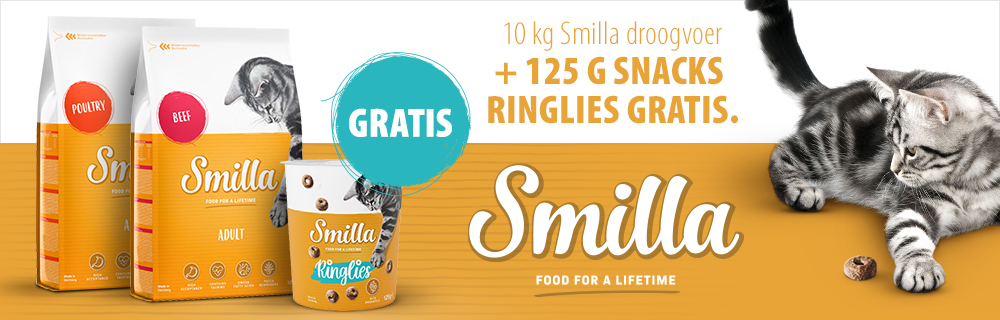 10 kg Smilla droogvoer + 125g snacks ringlies gratis!
