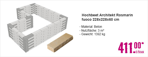 Hochbeet Architekt Rosmarin fuoco 228x228x60 cm