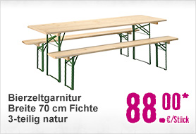 Bierzeltgarnitur Breite 70 cm Fichte 3-teilig natur