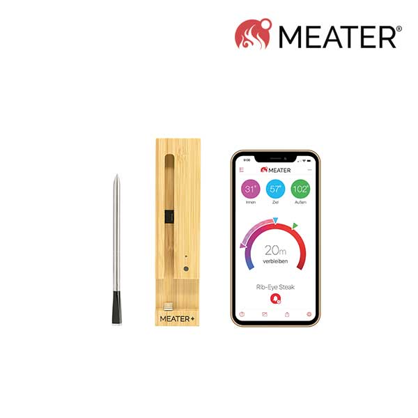 MEATER+ Fleischthermometer 50m Bluetooth WLAN Reichweite, kabelloses Smart Fleischthermometer für Ofen Grill Küche BBQ