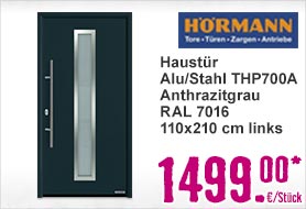 Haustür HÖRMANN Alu/Stahl THP700A Anthrazitgrau RAL 7016 110x210 cm links