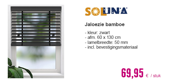 SOLUNA Bamboe jaloezie 50 mm zwart 60x130 cm | HORNBACH
