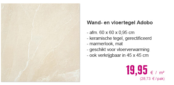 Wand- en vloertegel Adobo beige mat 60x60 cm gerectificeerd | HORNBACH