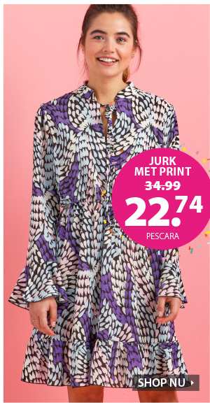 Shop deze jurk met ruches van € 34,99 voor maar € 22,74