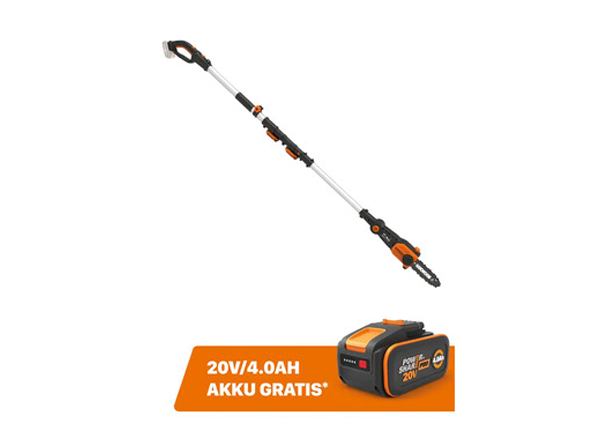 Akku-Teleskop-Hochentaster WORX WG349E.9 ohne Akku 20 V und Ladegerät + GRATIS-Akku 20 V, 4 Ah