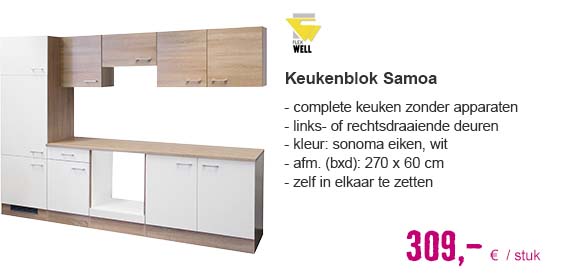 FLEX WELL Keukenblok zonder apparaten Samoa sonoma eiken 270x60 cm | HORNBACH