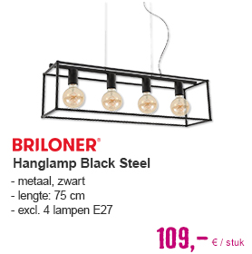 BRILONER Hanglamp Black Steel 4-lichts zwart | HORNBACH